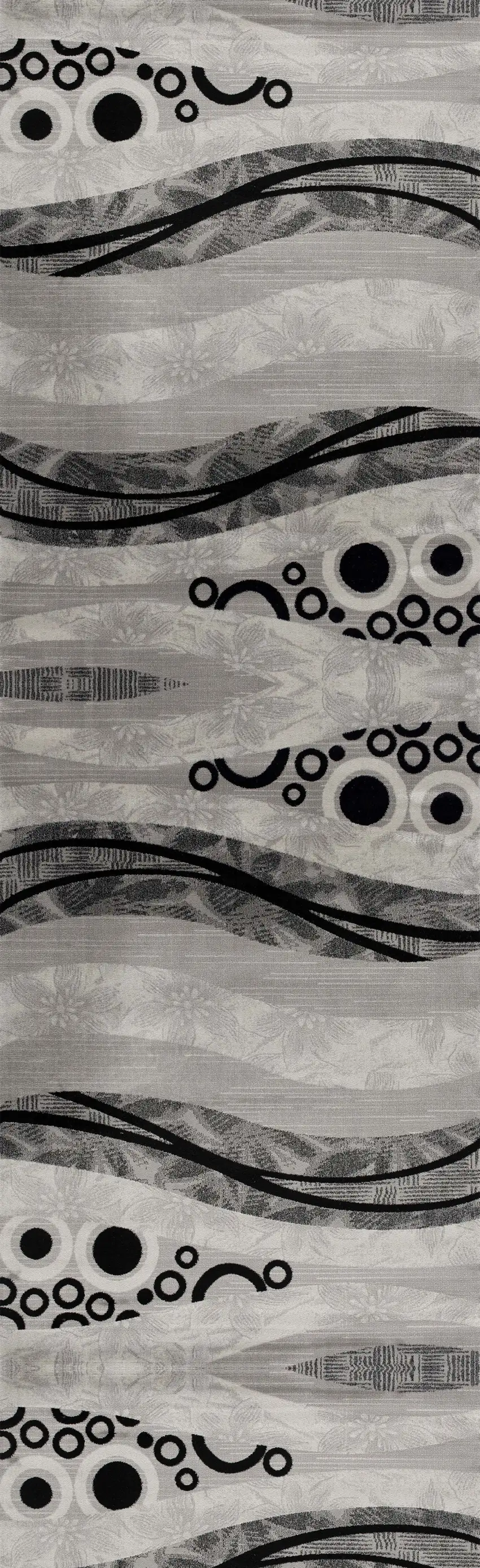 12' Gray And Black Geometric Runner Rug Photo 3