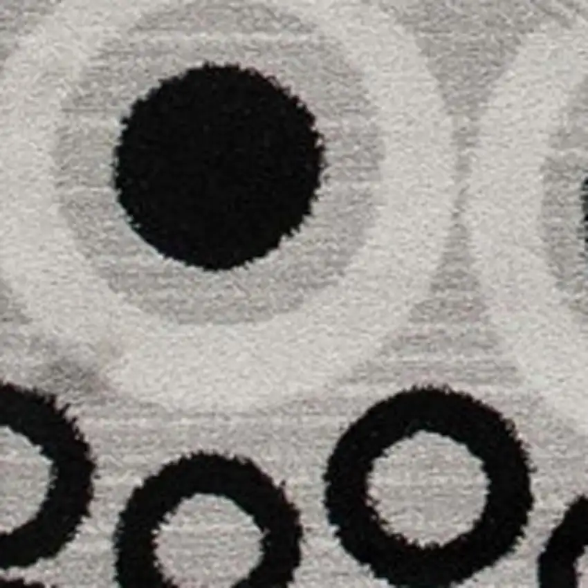 12' Gray And Black Geometric Runner Rug Photo 4