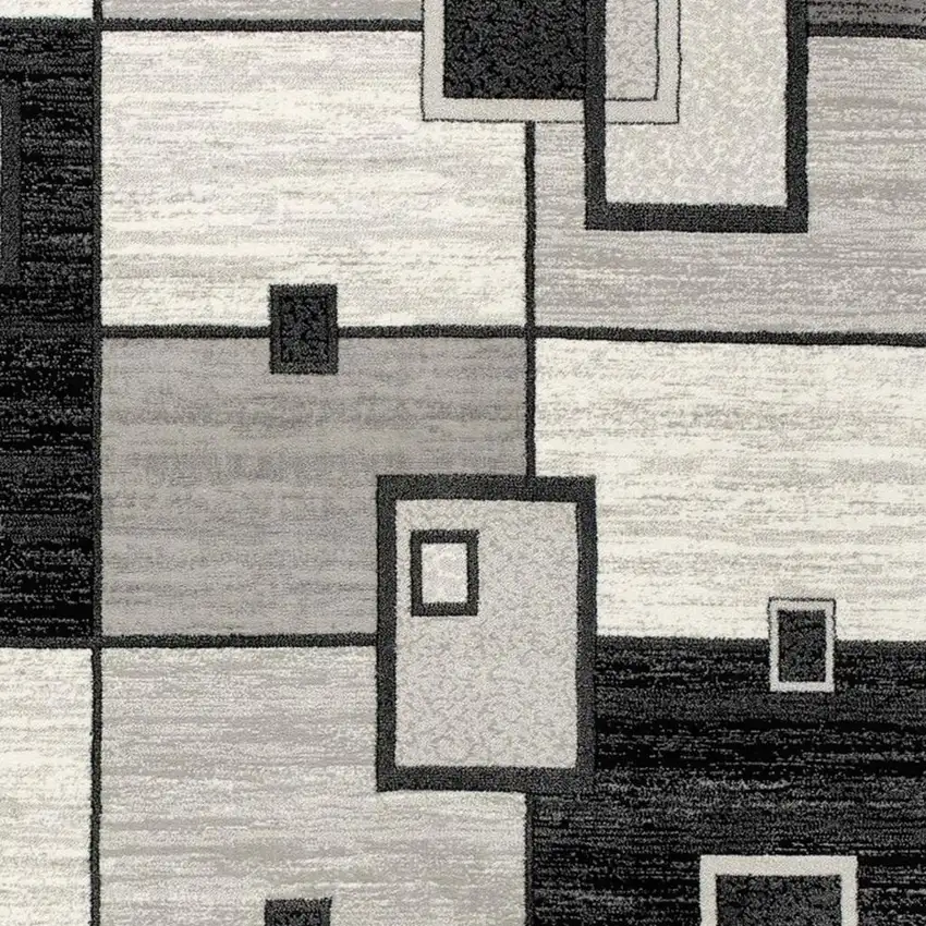 6' Gray And Black Geometric Runner Rug Photo 5