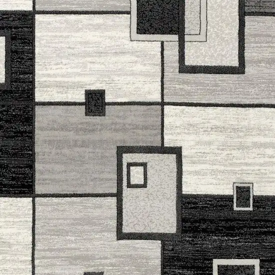 12' Gray And Black Geometric Runner Rug Photo 6