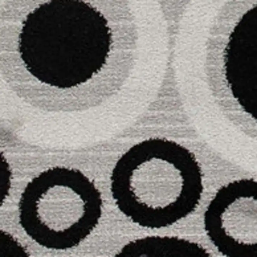 9' Gray And Black Geometric Runner Rug Photo 3