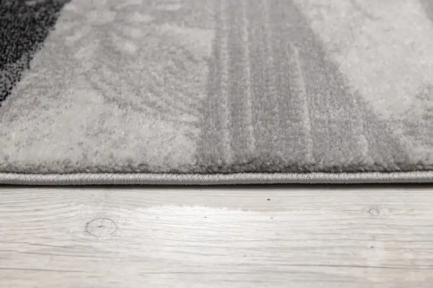 9' Gray And Black Geometric Runner Rug Photo 6
