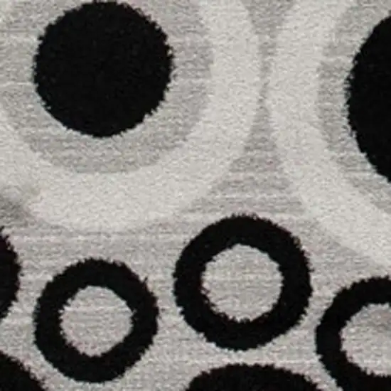 7' Gray And Black Geometric Runner Rug Photo 3