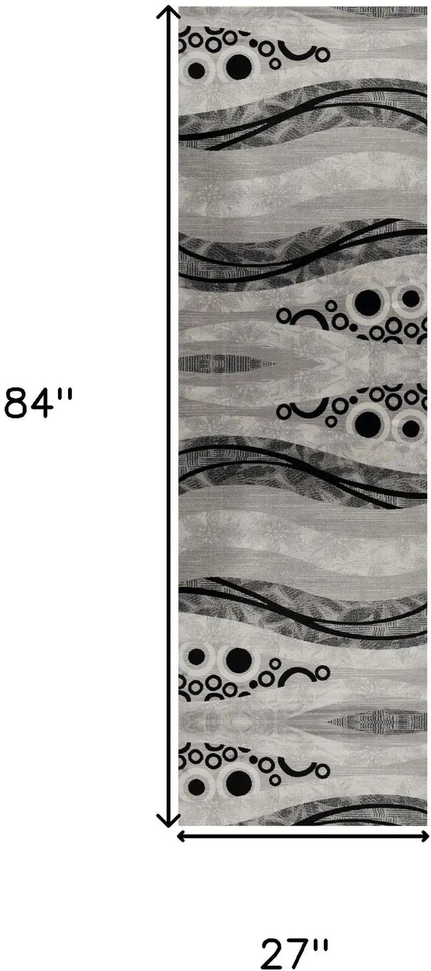 7' Gray And Black Geometric Runner Rug Photo 3