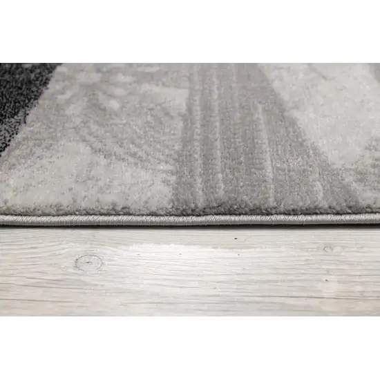 7' Gray And Black Geometric Runner Rug Photo 8
