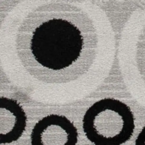 18' Gray And Black Geometric Runner Rug Photo 5