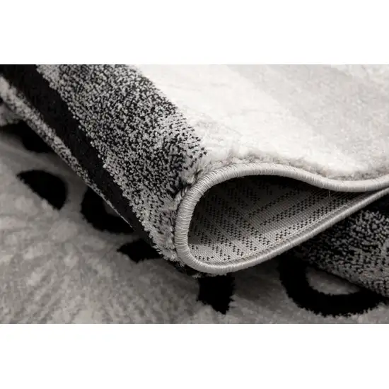 18' Gray And Black Geometric Runner Rug Photo 8