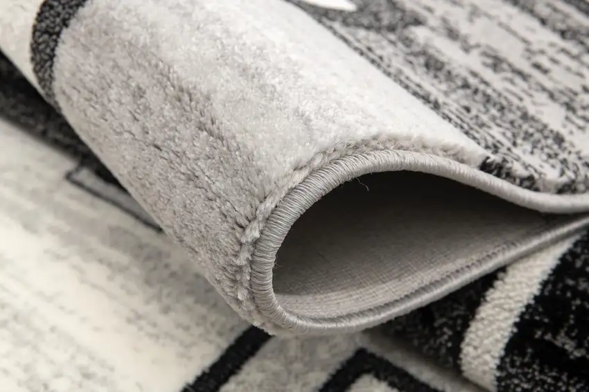16' Gray And Black Geometric Runner Rug Photo 6