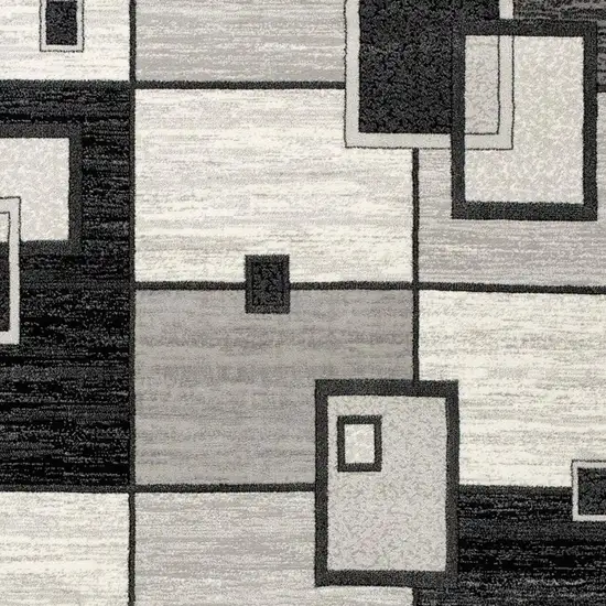 14' Gray And Black Geometric Runner Rug Photo 4