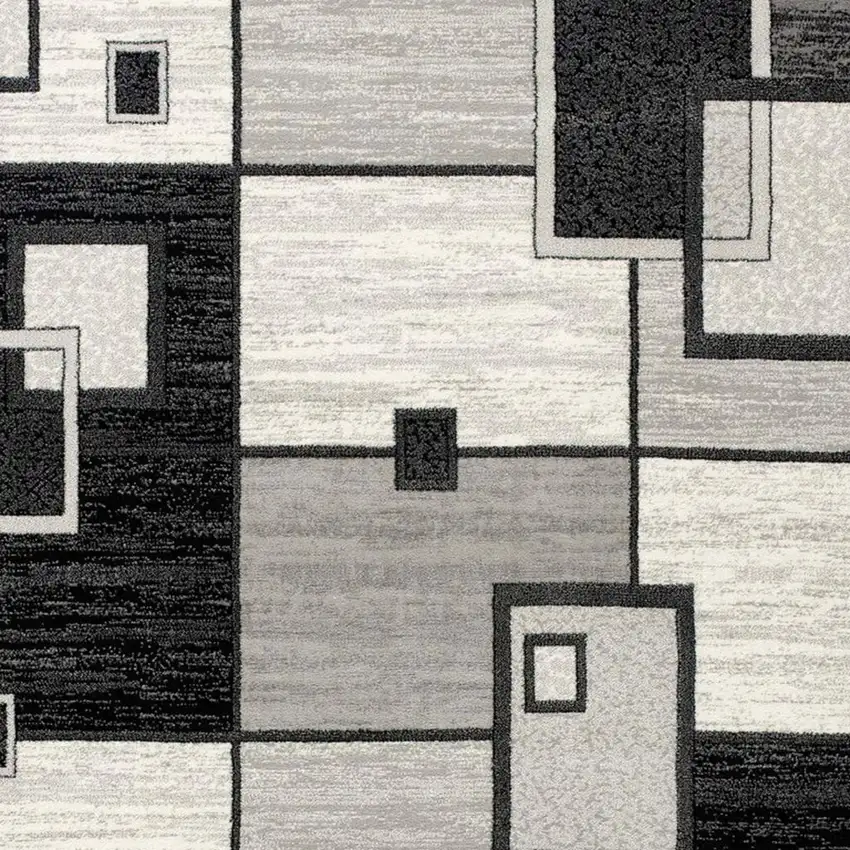 11' Gray And Black Geometric Runner Rug Photo 3