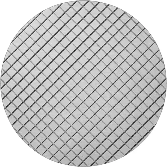 8' Gray And Black Geometric Washable Round Rug With UV Protection Photo 4