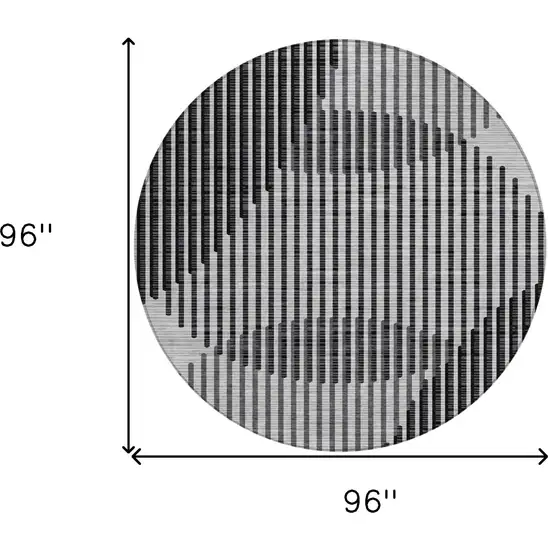 8' Gray And Black Round Geometric Washable Indoor Outdoor Area Rug Photo 3