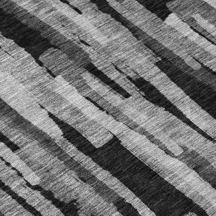 8' Gray And Black Round Striped Washable Indoor Outdoor Area Rug Photo 8