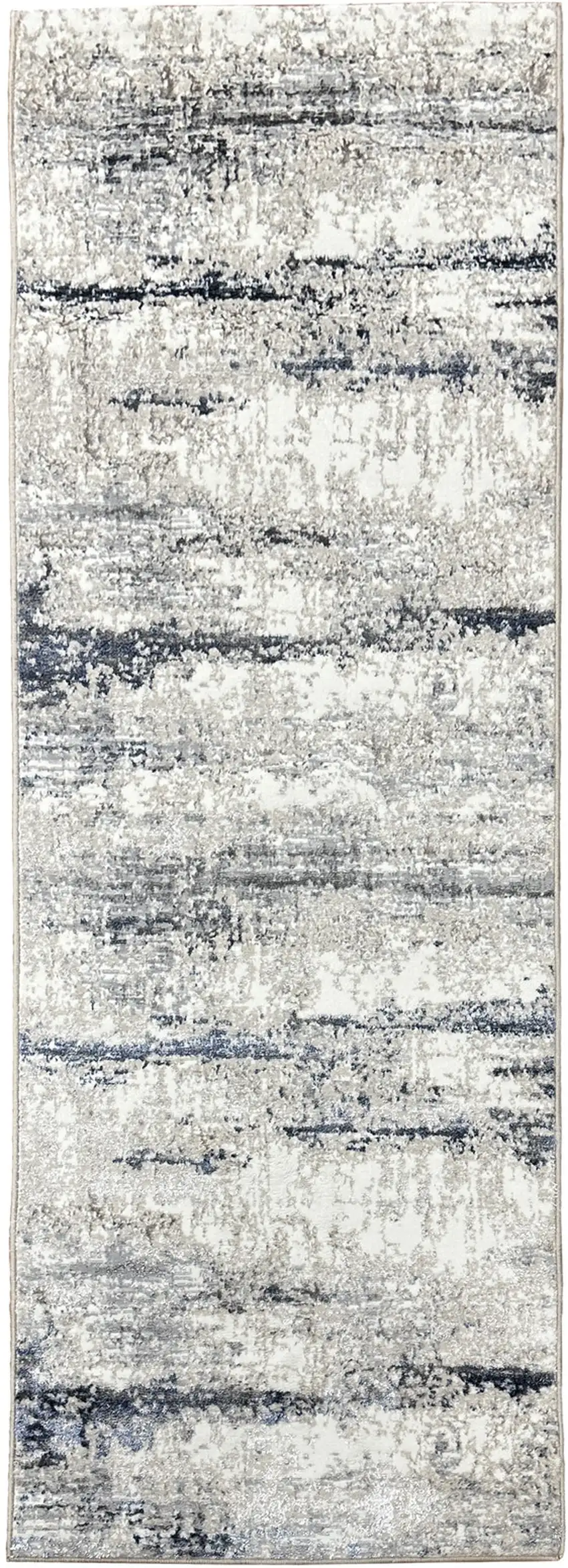 8' Gray And Blue Abstract Distressed Runner Rug Photo 2