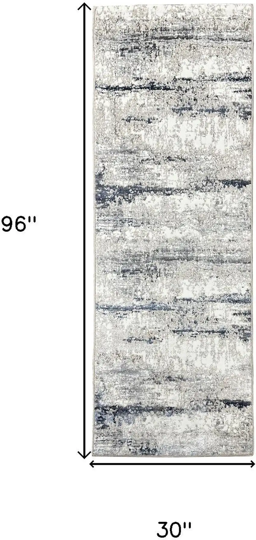 8' Gray And Blue Abstract Distressed Runner Rug Photo 3