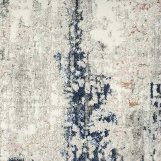 8' Gray And Blue Abstract Distressed Runner Rug Photo 9
