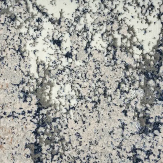 8' Gray And Blue Abstract Distressed Runner Rug Photo 9