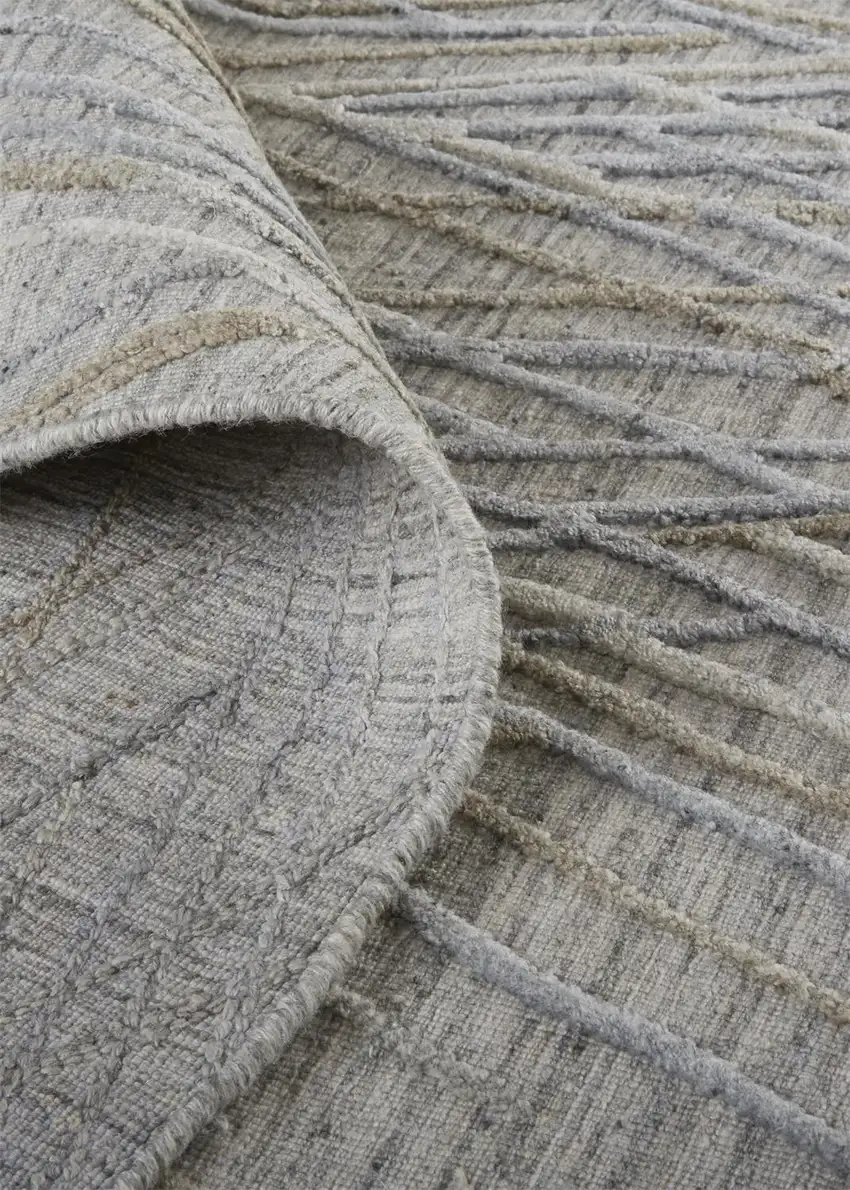 10' Gray And Blue Abstract Hand Woven Runner Rug Photo 6