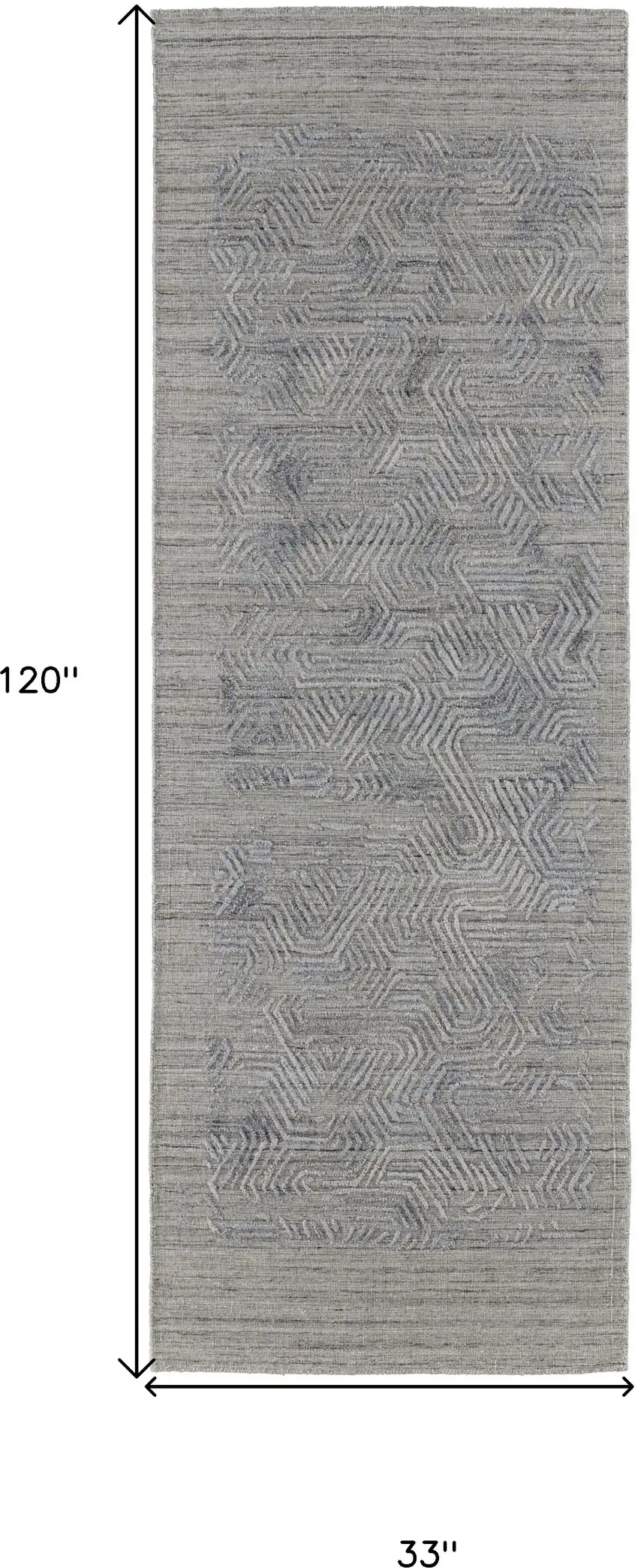 10' Gray And Blue Abstract Hand Woven Runner Rug Photo 7