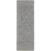 Photo of 8' Gray And Blue Abstract Hand Woven Runner Rug