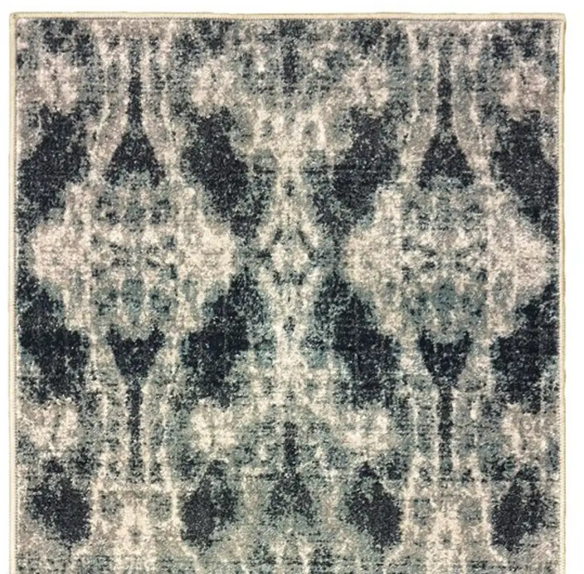 8' Gray And Blue Abstract Runner Rug Photo 5