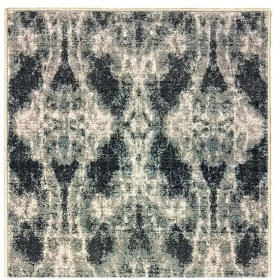 8' Gray And Blue Abstract Runner Rug Photo 5
