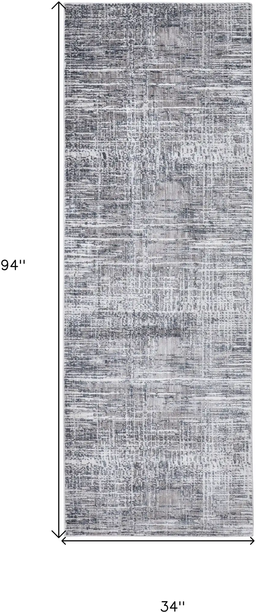 8' Gray And Blue Abstract Stain Resistant Runner Rug Photo 7