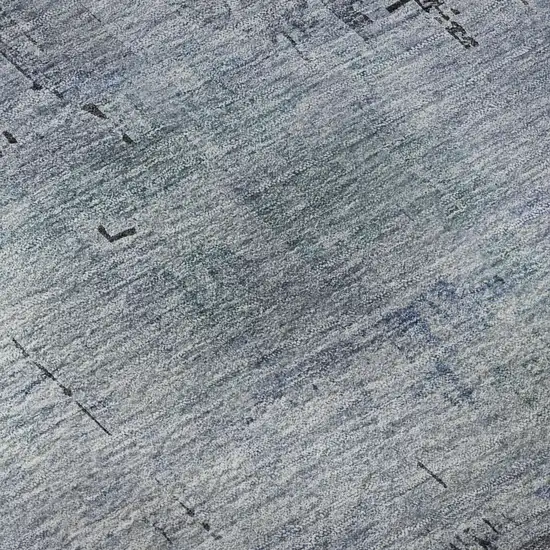 8' Gray And Blue Abstract Washable Round Rug With UV Protection Photo 8