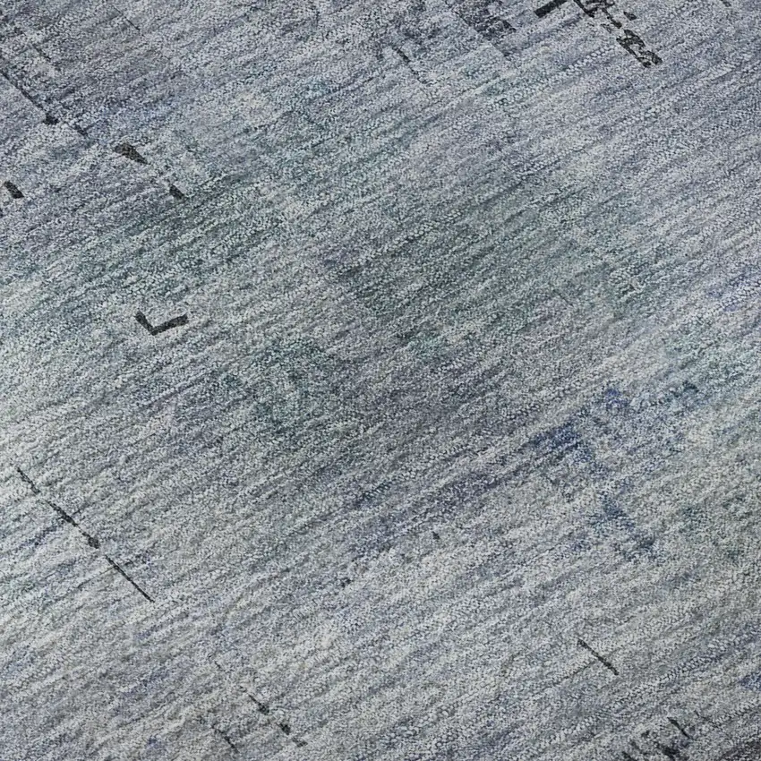 8' Gray And Blue Abstract Washable Round Rug With UV Protection Photo 8