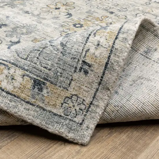 10' Gray And Blue Oriental Hand Tufted Runner Rug Photo 9