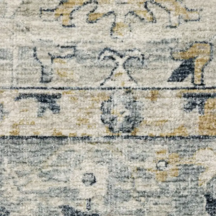 10' Gray And Blue Oriental Hand Tufted Runner Rug Photo 7