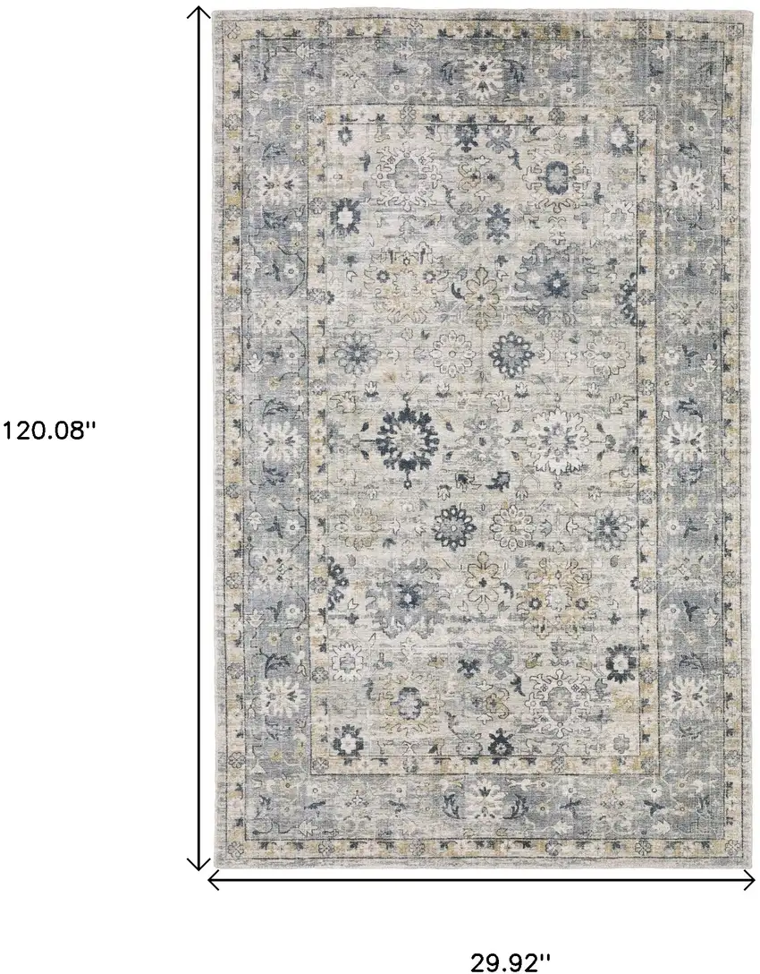 10' Gray And Blue Oriental Hand Tufted Runner Rug Photo 3