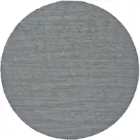 Photo of 8' Gray And Blue Round Wool Hand Woven Stain Resistant Area Rug