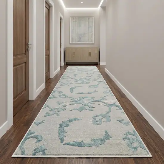10' Gray And Blue Trellis Area Rug Photo 1