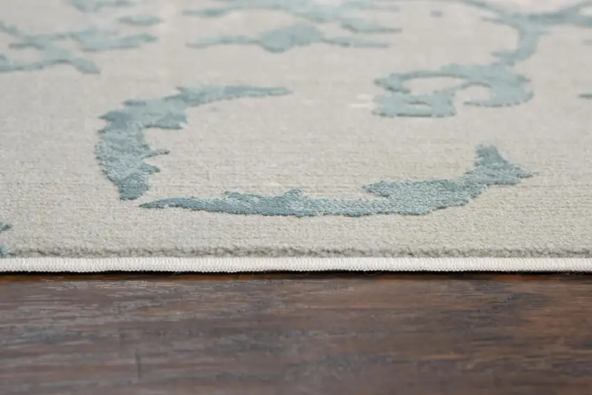 10' Gray And Blue Trellis Area Rug Photo 2