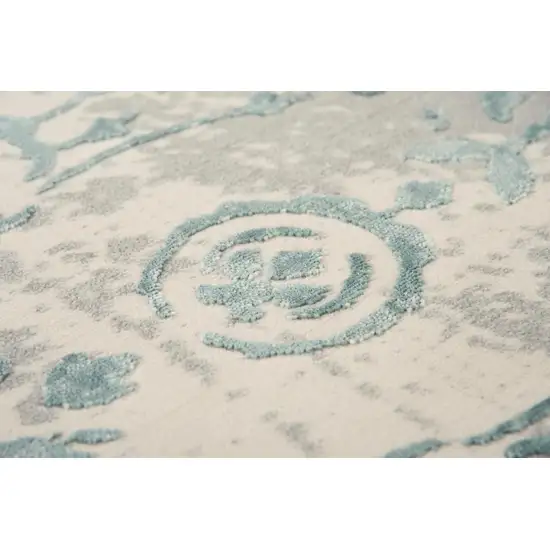 10' Gray And Blue Trellis Area Rug Photo 4