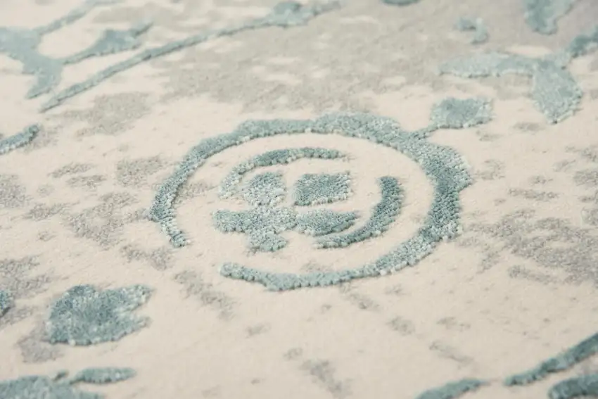 10' Gray And Blue Trellis Area Rug Photo 4