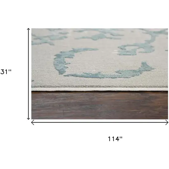 10' Gray And Blue Trellis Area Rug Photo 6