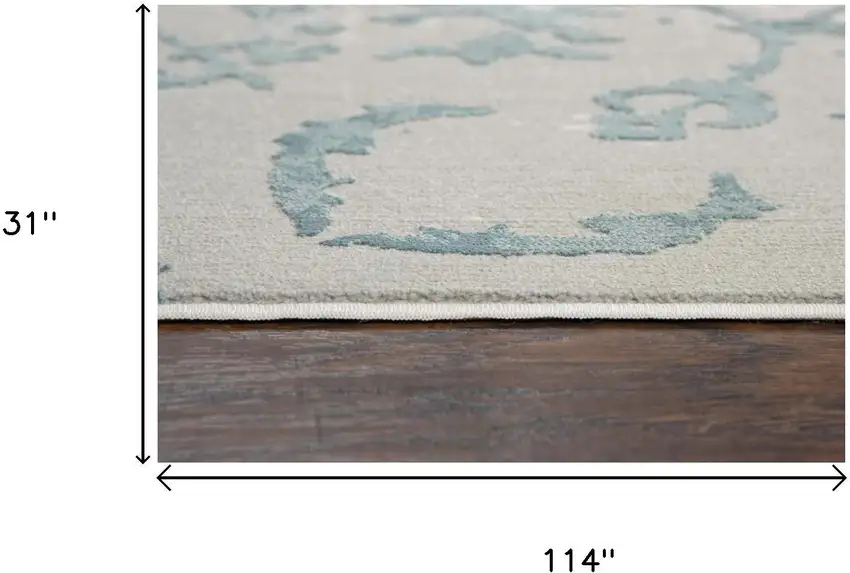 10' Gray And Blue Trellis Area Rug Photo 6