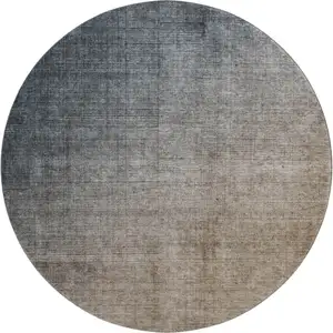 Photo of 8' Gray And Brown Ombre Washable Round Rug With UV Protection
