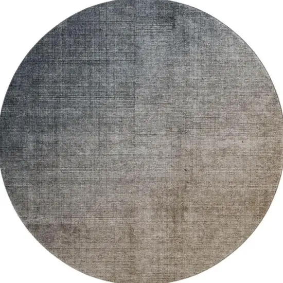 8' Gray And Brown Ombre Washable Round Rug With UV Protection Photo 3