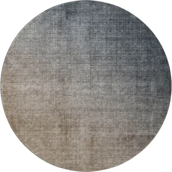 8' Gray And Brown Ombre Washable Round Rug With UV Protection Photo 4