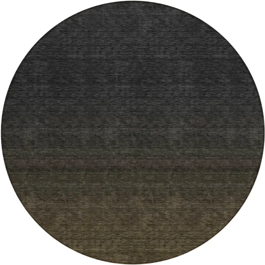 8' Gray And Brown Round Abstract Washable Indoor Outdoor Area Rug Photo 2