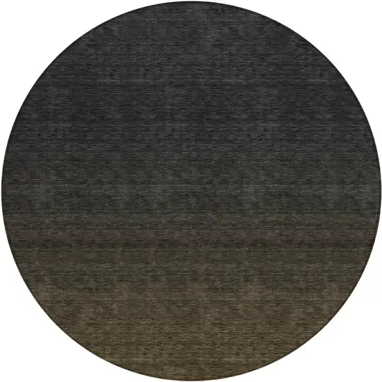 8' Gray And Brown Round Abstract Washable Indoor Outdoor Area Rug Photo 2