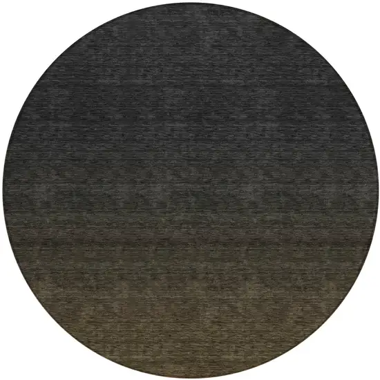 8' Gray And Brown Round Abstract Washable Indoor Outdoor Area Rug Photo 2
