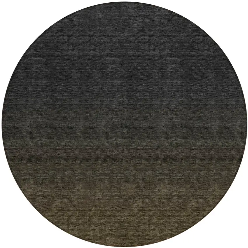 8' Gray And Brown Round Abstract Washable Indoor Outdoor Area Rug Photo 2