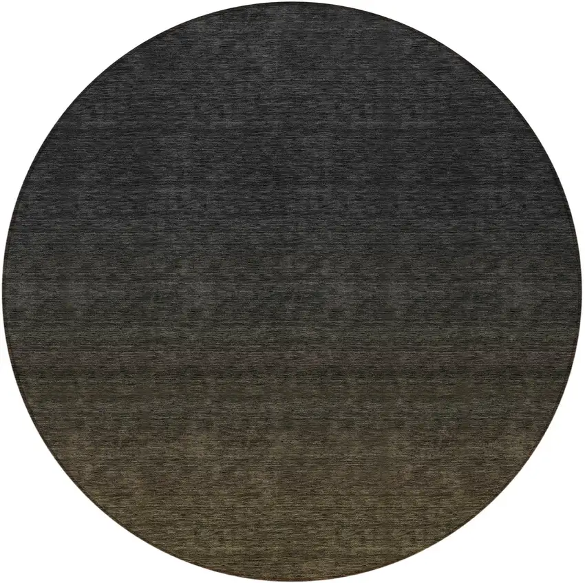 8' Gray And Brown Round Abstract Washable Indoor Outdoor Area Rug Photo 5