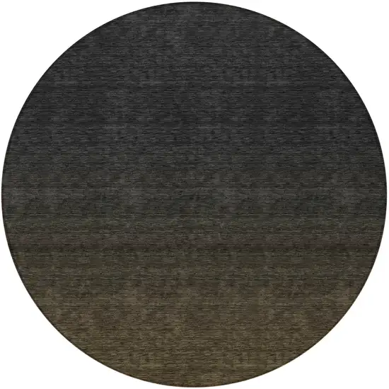 8' Gray And Brown Round Abstract Washable Indoor Outdoor Area Rug Photo 5