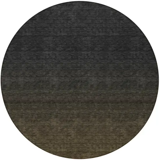 8' Gray And Brown Round Abstract Washable Indoor Outdoor Area Rug Photo 5
