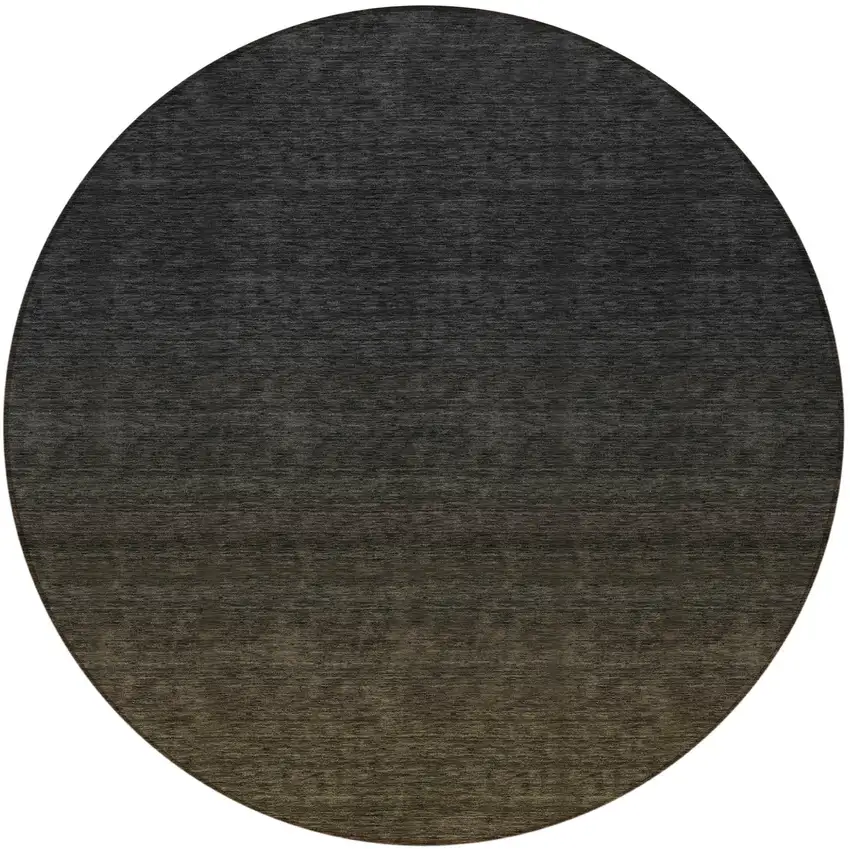 8' Gray And Brown Round Abstract Washable Indoor Outdoor Area Rug Photo 5